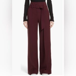Elegant Theory High-Waisted Belted Wide-Leg Pants in Dark Currant (Burgundy)